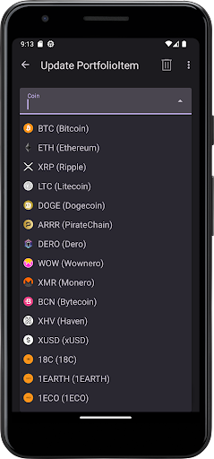 CryptoWidget Screen 3