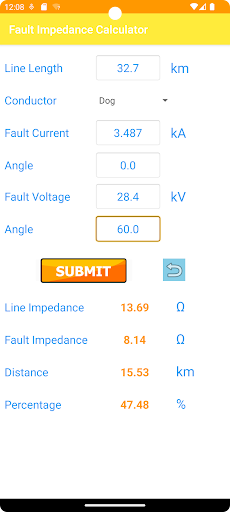 21Z Fault Impedance Calculator Screen 2
