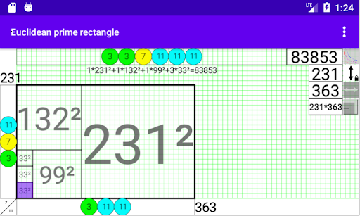 Android application Euclidean Prime Rectangle screenshort