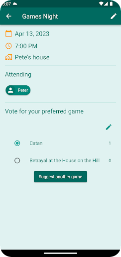 Games Night Planner Screen 3