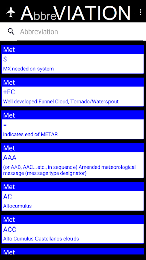 Aviation Abbreviations Screen 2