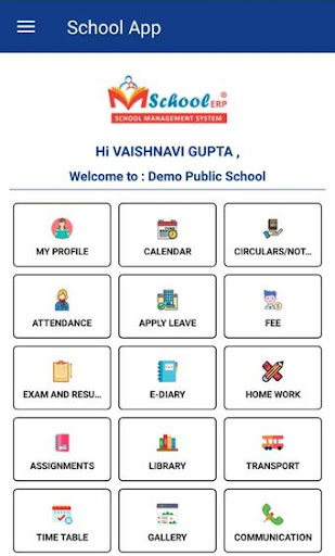 Android application MSchool ERP screenshort