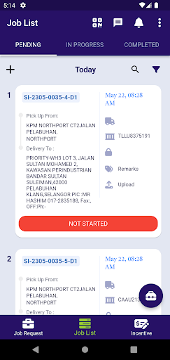 Uniglory Driver App Screen 2