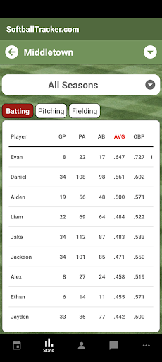Android application BaseballTracker screenshort