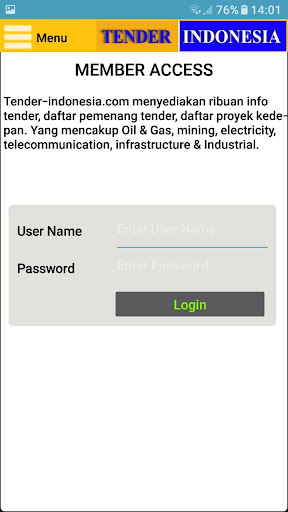Tender Indonesia Screen 2