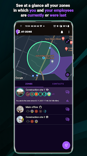 AT-ZONE. Time tracking via GPS Screen 3
