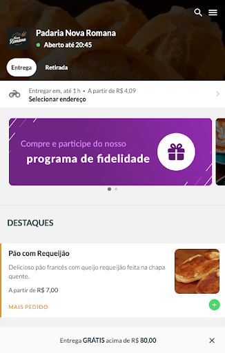 Android application Padaria Nova Romana screenshort