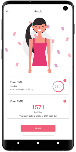 Android application Ideal Weight BMI/BMR Stats screenshort