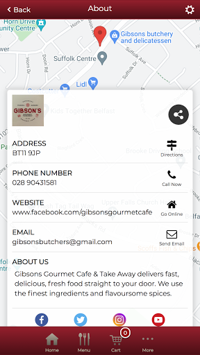 Android application Gibsons Gourmet Takeaway Belfa screenshort