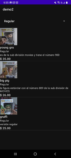 Android application El coleccionista screenshort