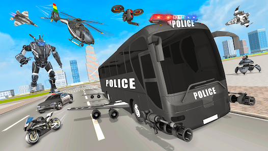 Captura de Pantalla 7 Police Robot Bus: Car Games android