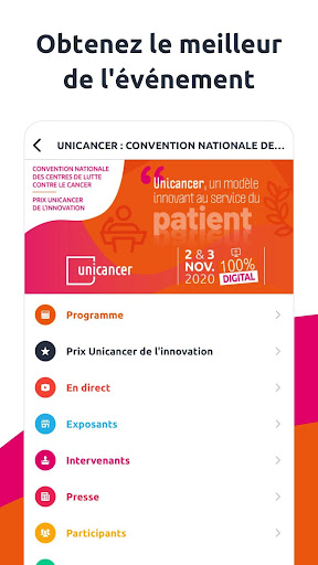 Android application Convention CLCC-Prix Unicancer screenshort