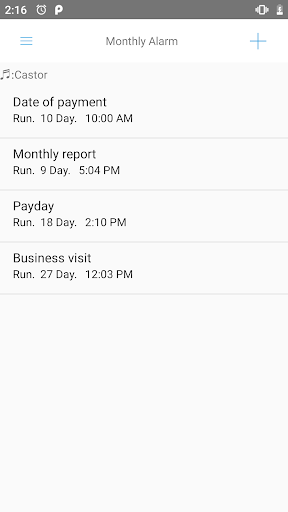 Android application Monthly Alarm (Weekly Yearly) screenshort