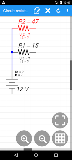 Circuit resistance calculator Screen 2