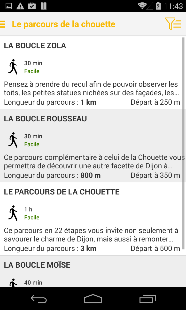 Android application Le Parcours de la Chouette screenshort