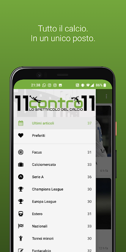 Android application 11contro11 - notizie di calcio screenshort