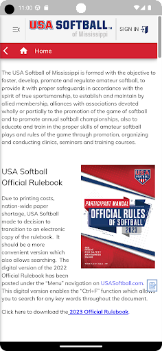 USA Softball of Mississippi Screen 2