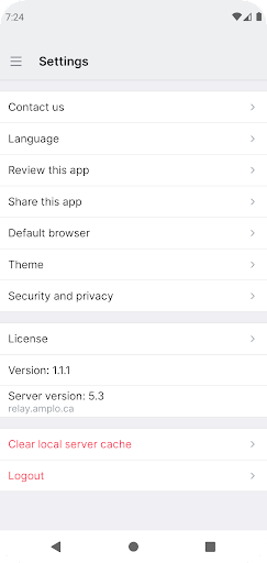 Android application Amplo Relay screenshort