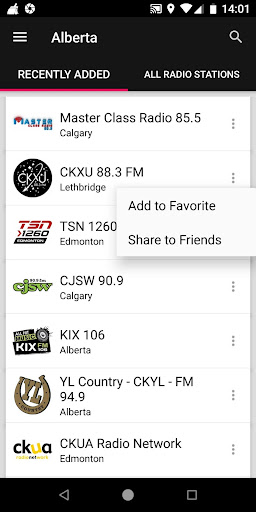 Alberta Radio Stations, Canada Screen 2