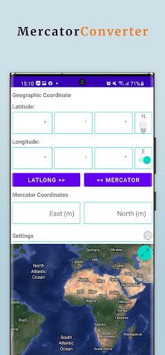 Android application Mercator Projection Converter screenshort