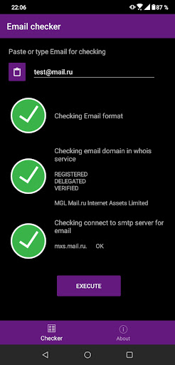 EmailChecker Screen 3