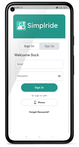 Android application Simplride- Outstation & Local screenshort
