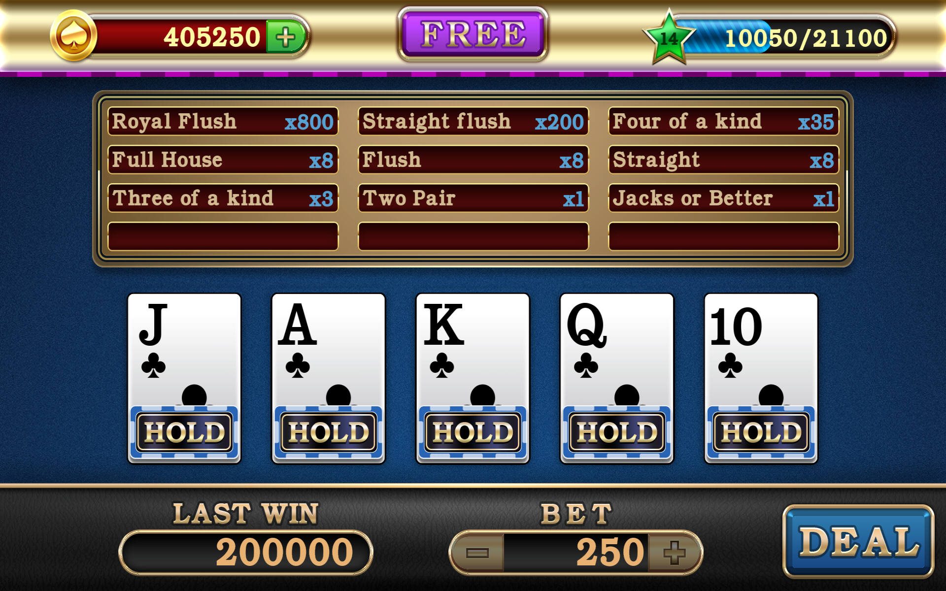 Android application Video Poker screenshort