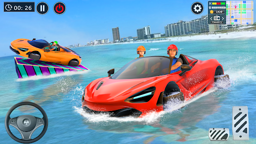 Android application Water Car Stunt Race Car Games screenshort