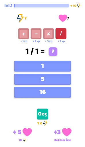MATH X - Math Game Screen 3