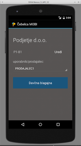 Android application Čebelca MOBI - davčna blagajna screenshort