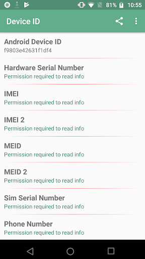 Android application Device ID screenshort
