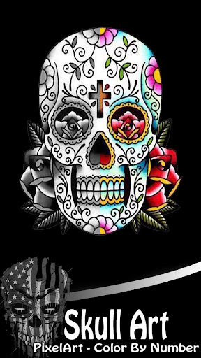 Skull Art Coloring By Number Screen 2