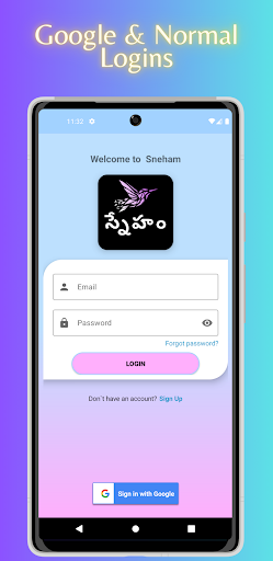 Android application Sneham: Telugu Chatting App screenshort