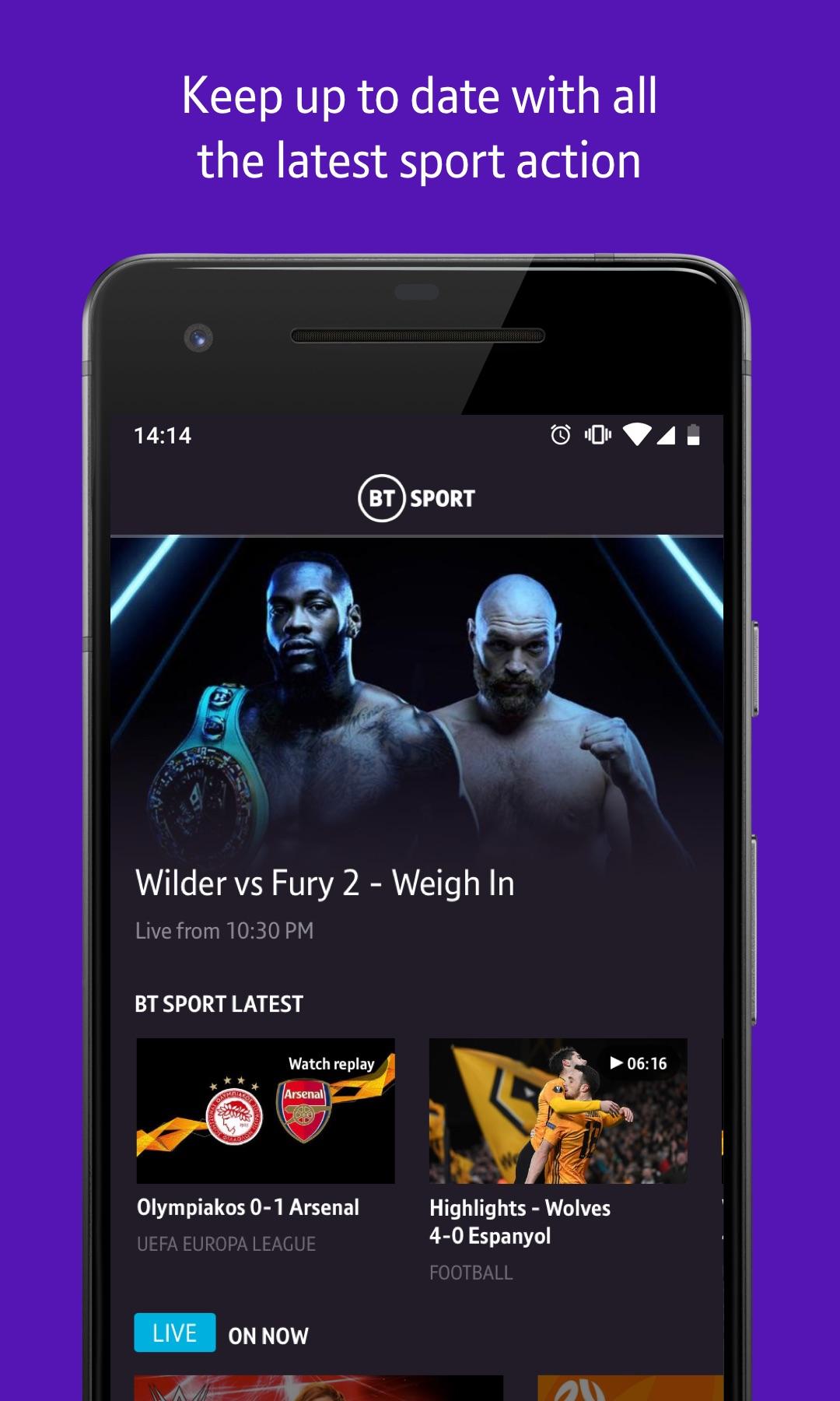 Android application BT Sport screenshort