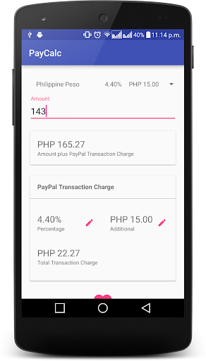 Android application PayCalc: Fee Calculator screenshort