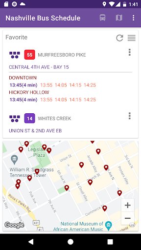 Android application Nashville Bus Schedules screenshort
