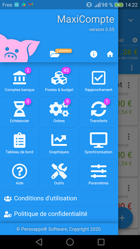 Android application MaxiCompte : Gérer mon budget screenshort
