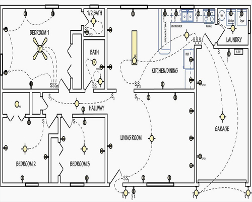 Electrical House Wiring Diagram Plan, Residential Electrical Wiring Diagram Symbols