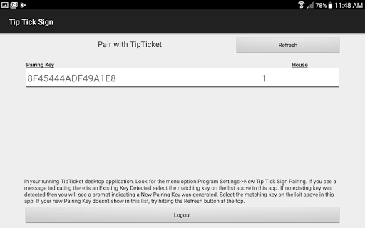 Android application Tip Ticket Sign screenshort