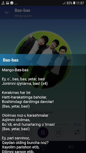 Android application Mango guruhi qo'shiqlari screenshort