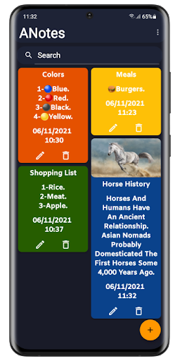 Android application ANotes screenshort