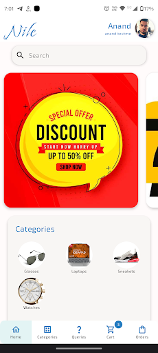 Android application Nile app screenshort