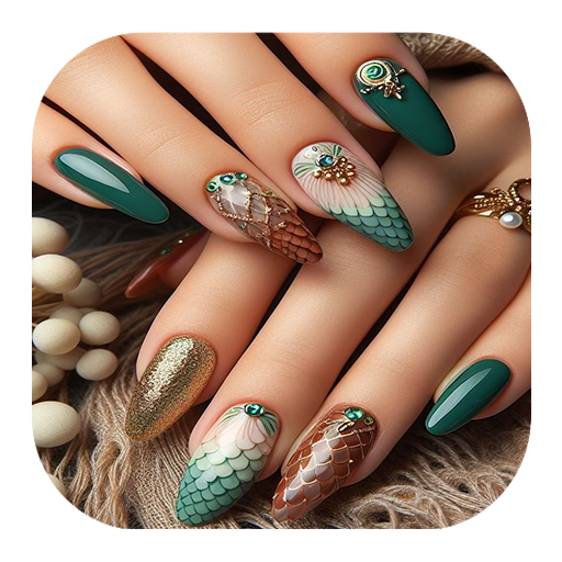 Fish Scale Fantasy Nail Design Logo