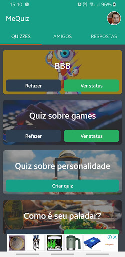 Android application MeQuiz - Quiz entre amigos screenshort