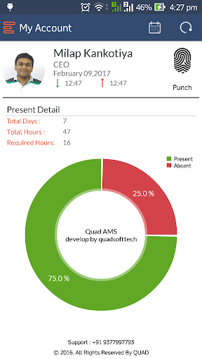 Android application Quad Attendance screenshort