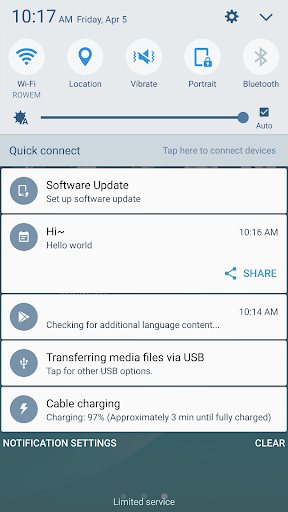 Notification Bar Memo Screen 3
