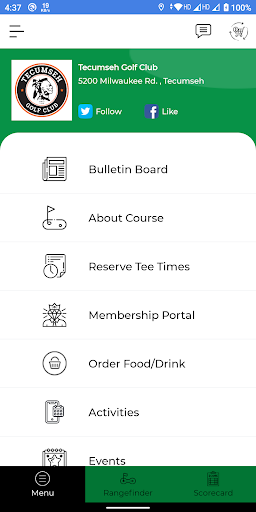 Android application Tecumseh Golf Club screenshort