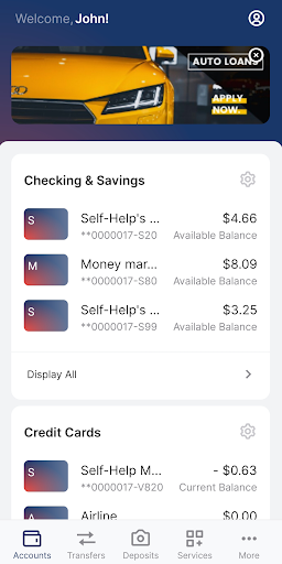 Self-Help CU Mobile Banking Screen 2
