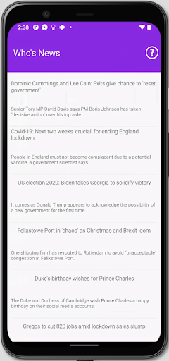 Android application Who's News UK screenshort