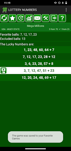 Android application Lottery numbers generator screenshort